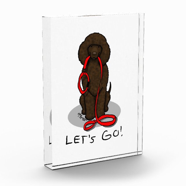 Let's Go! Walk Irish Water Spaniel Dog (liver 1) Acrylic Award (Left)