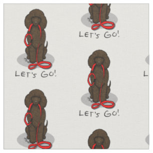Let's Go! Walk Irish Water Spaniel Dog (liver 1) Fabric