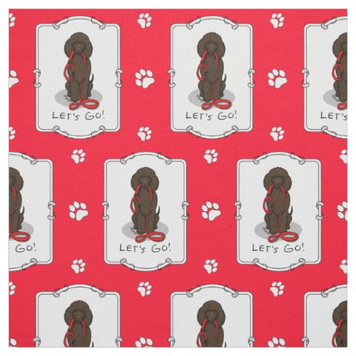 Let's Go! Walk Irish Water Spaniel Dog (liver 1) Fabric