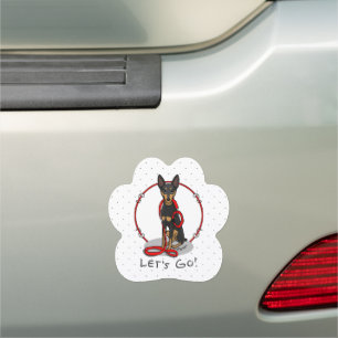 Let's Go! Walk Miniature Pinscher (black tan 1) Car Magnet