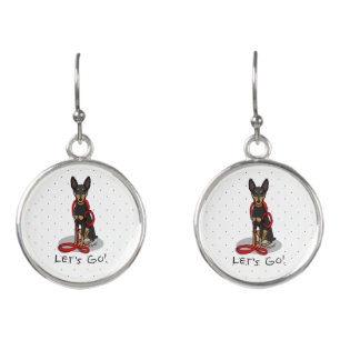 Let's Go! Walk Miniature Pinscher (black tan 1) Earrings