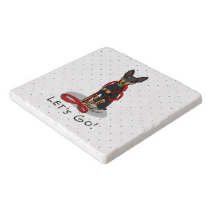 Let's Go! Walk Miniature Pinscher (black tan 1) Trivet