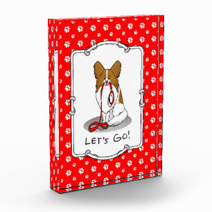Let's Go! (walk) Papillon (white & red) Dog Cute Acrylic Award
