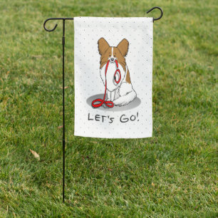 Let's Go! (walk) Papillon (white & red) Dog Cute Garden Flag