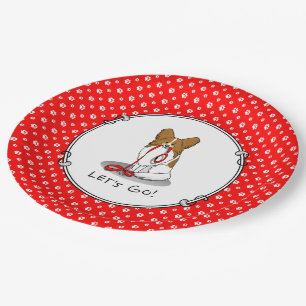 Let's Go! (walk) Papillon (white & red) Dog Cute Paper Plates