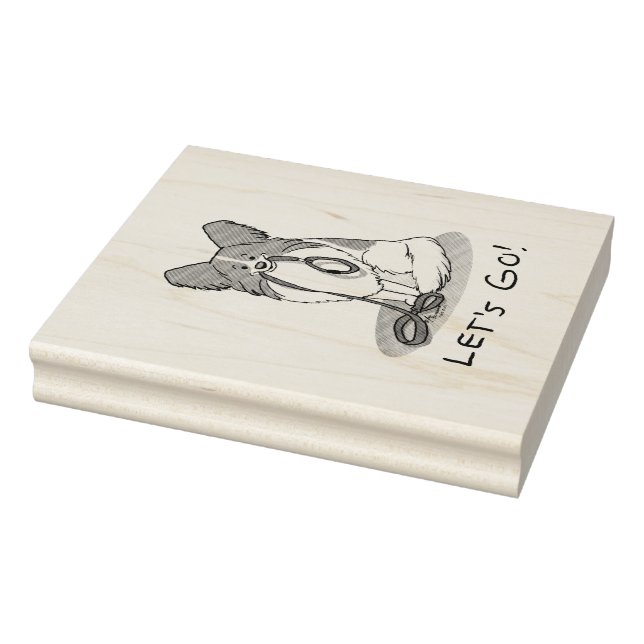 Let's Go! (walk) Papillon (white & red) Dog Cute Rubber Stamp (Stamp)
