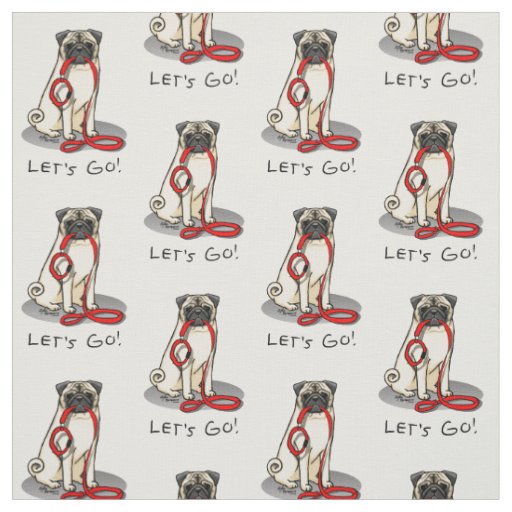 Let's Go! (walk) Pug Dog (light fawn) Leash Cute Fabric