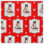 Let&#39;s Go! (walk) Pug Dog (light fawn) Leash Cute Fabric