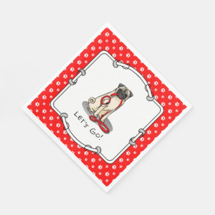 Let's Go! (walk) Pug Dog (light fawn) Leash Cute Napkins