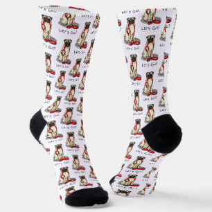 Let's Go! (walk) Pug Dog (light fawn) Leash Cute Socks