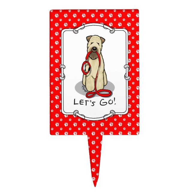 Let's Go! Walk Wheaten Terrier Dog (wheaten 1b2) Cake Topper (Front)