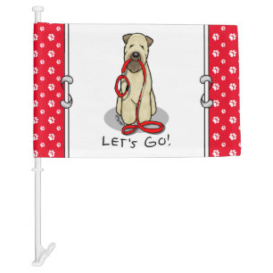 Let's Go! Walk Wheaten Terrier Dog (wheaten 1b2) Car Flag