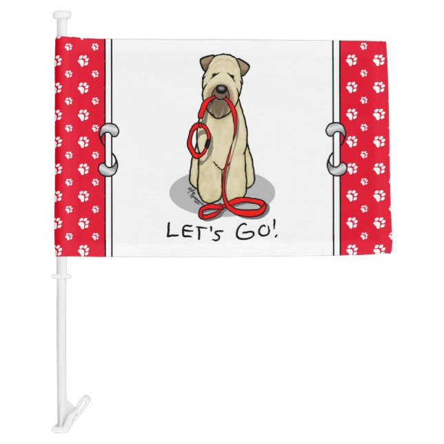 Let's Go! Walk Wheaten Terrier Dog (wheaten 1b2) Car Flag (Front)