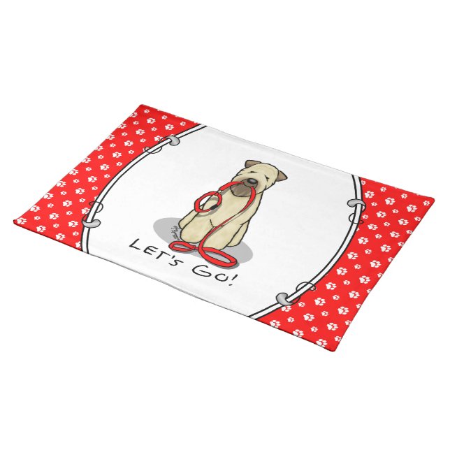 Let's Go! Walk Wheaten Terrier Dog (wheaten 1b2) Cloth Placemat (On Table)