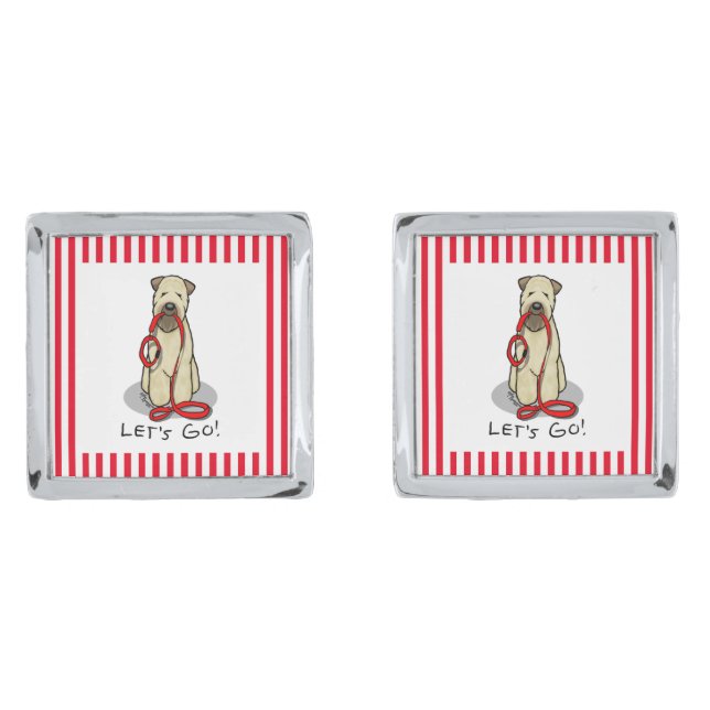 Let's Go! Walk Wheaten Terrier Dog (wheaten 1b2) Cufflinks (Front)