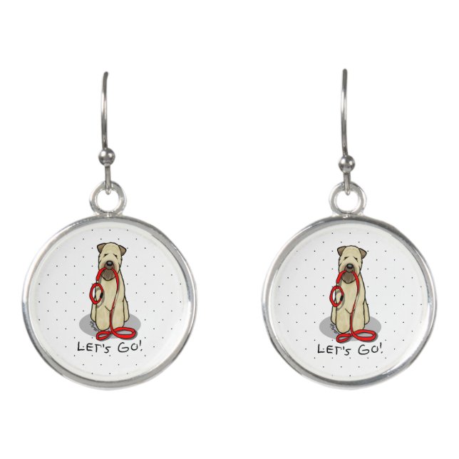 Let's Go! Walk Wheaten Terrier Dog (wheaten 1b2) Earrings (Front)
