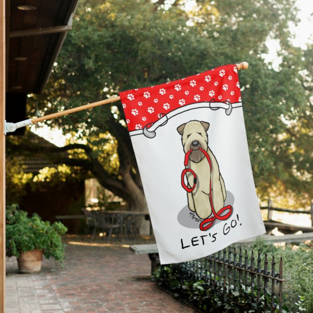 Let's Go! Walk Wheaten Terrier Dog (wheaten 1b2) House Flag (In SItu)