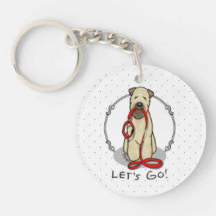 Let's Go! Walk Wheaten Terrier Dog (wheaten 1b2) Keychain