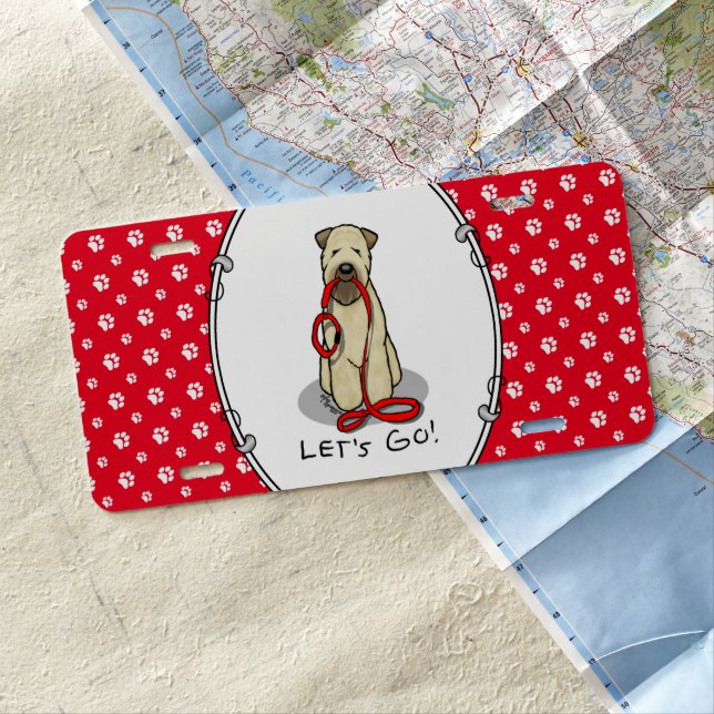 Let's Go! Walk Wheaten Terrier Dog (wheaten 1b2) License Plate (In Situ)