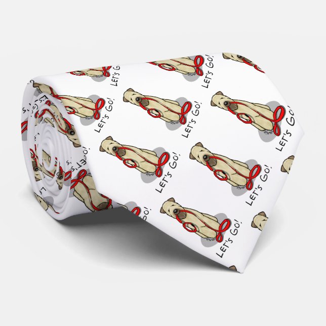 Let's Go! Walk Wheaten Terrier Dog (wheaten 1b2) Neck Tie (Rolled)