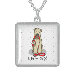 Let's Go! Walk Wheaten Terrier Dog (wheaten 1b2) Sterling Silver Necklace