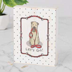 Let's Go! Walk Wheaten Terrier Dog (wheaten 1b2) Wooden Box Sign