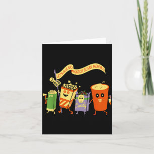 Lets Go Watch Scary Movies FUnny Popcoin Halloween Card