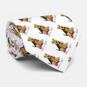 Let's Go! Welsh Terrier Dog with red leash Funny Neck Tie