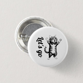 Let's Go Whimsical Striped Tabby Cat White Pin