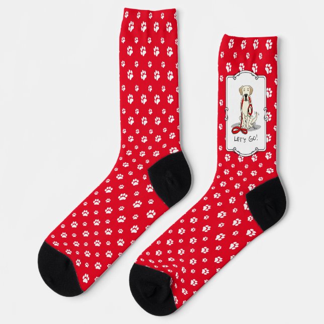 Let's Go! Yellow Lab Labrador Retriever Dog Cute Socks (Left)
