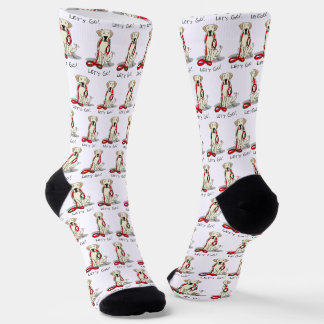 Let's Go! Yellow Lab Labrador Retriever Dog Cute Socks