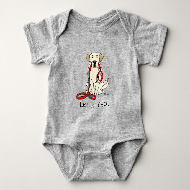 Let's Go! Yellow Labrador Retriever - Cute Dog Baby Bodysuit (Front)