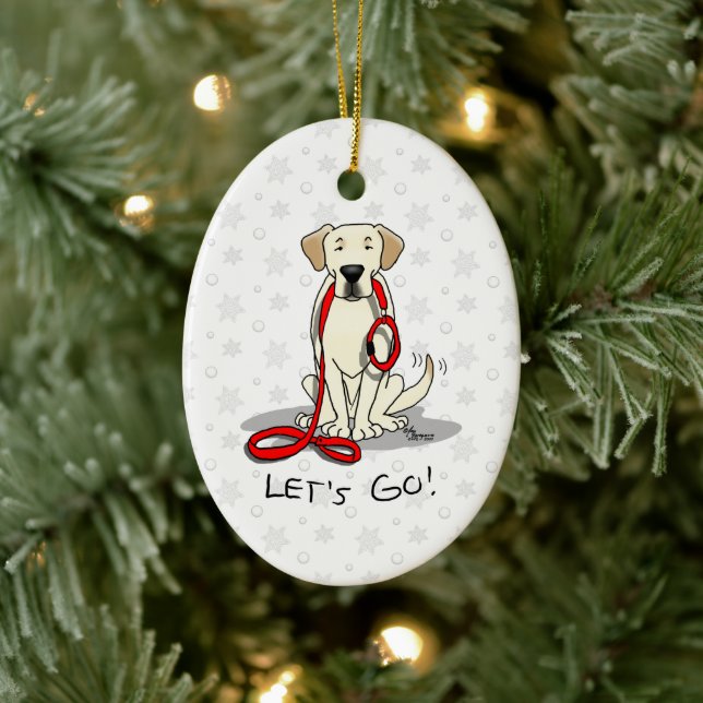 Let's Go! Yellow Labrador Retriever - Cute Dog Ceramic Ornament (Tree)