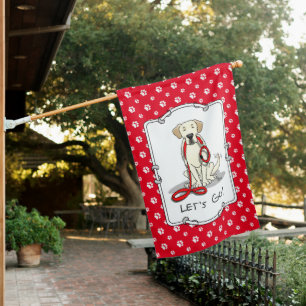 Let's Go! Yellow Labrador Retriever Dog - Cute Fun House Flag