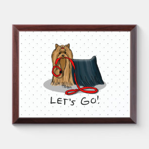 Let's Go! Yorkshire Terrier (Yorkie) Dog w Leash Award Plaque