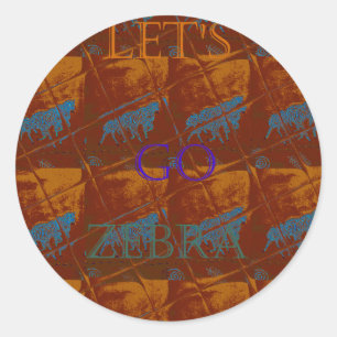 Let's Go Zebra Safari Art Print/Graphic Classic Round Sticker