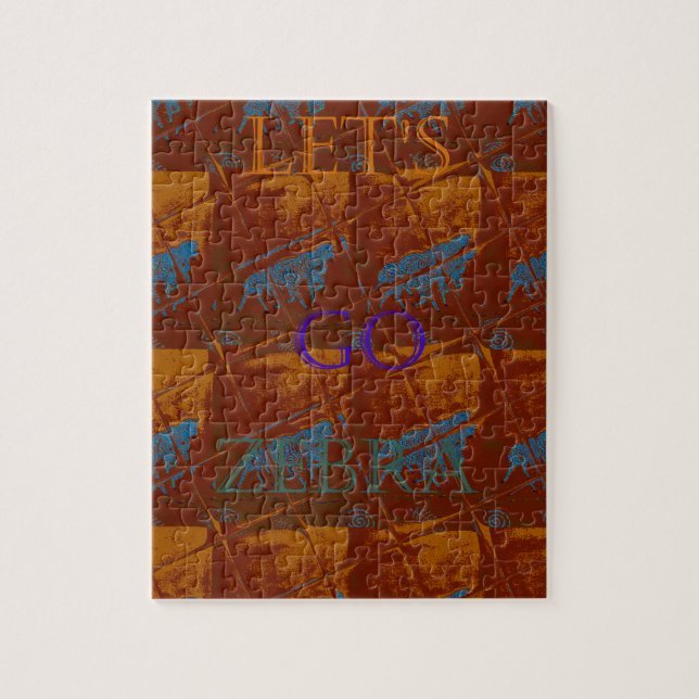 Let's Go Zebra Safari Art Print/Graphic Jigsaw Puzzle (Vertical)