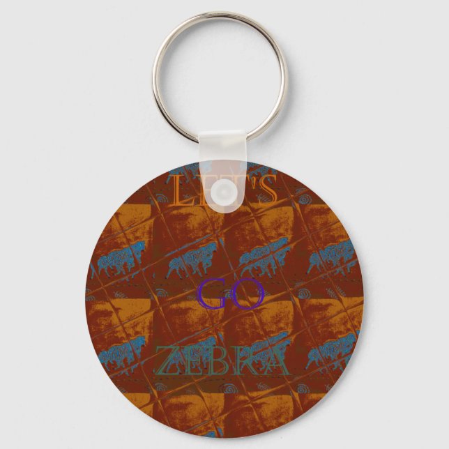 Let's Go Zebra Safari Art Print/Graphic Keychain (Front)