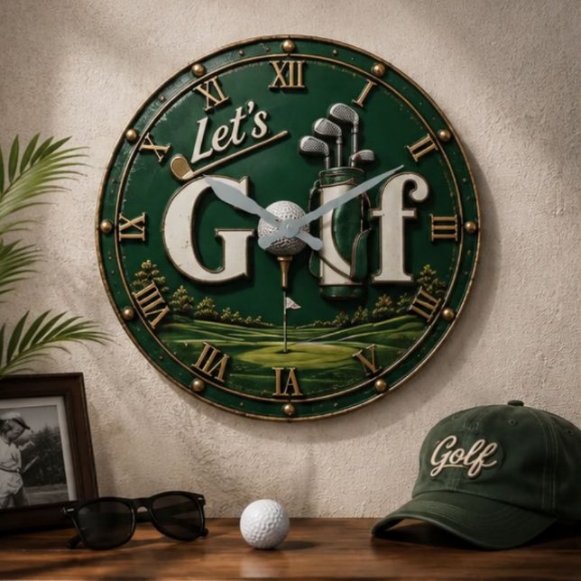 Let's Golf Vintage Golf Lover Gift Large Clock (Creator Uploaded)