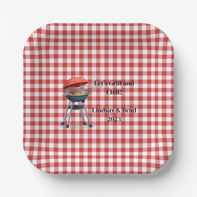 Let's Grill and Chill 7" Square Paper Plates (Front)
