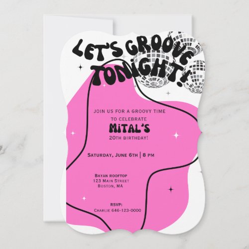 Lets Groove Tonight disco party Invitation