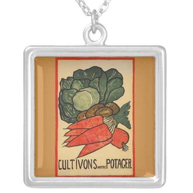 Let's Grow a Vegetable Garden Silver Plated Necklace (Front)