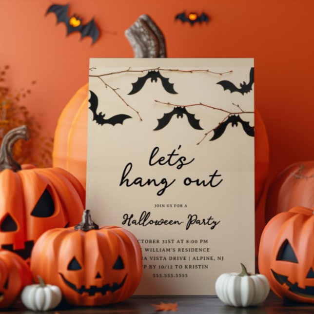 Let's Hang Bats Halloween Party Invitation (Creator Uploaded)