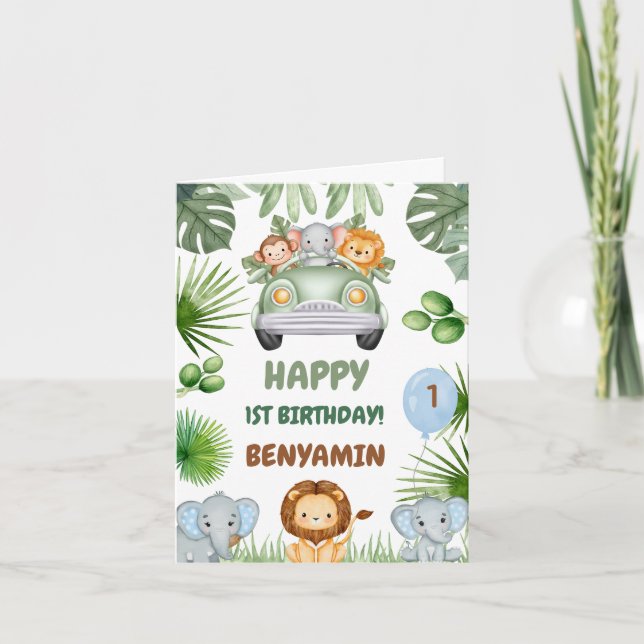  Let's Hang OuT Baby Elephant  First birthday Invitation (Front)