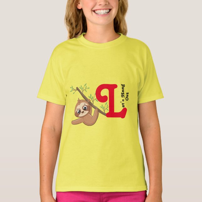 Let's Hang Out | Cute Hanging Sloth Funny T-Shirt (Front)