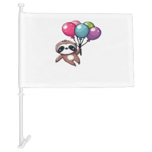 Let's Hang Out It's My Birthday Balloon Sloth , Cu Car Flag
