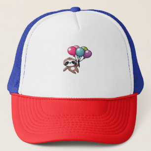 Let's Hang Out It's My Birthday Balloon Sloth , Cu Trucker Hat