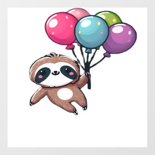 Let's Hang Out It's My Birthday Balloon Sloth , Cu Wall Decal