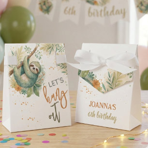 Let's hang out sloth kids birthday favor boxes