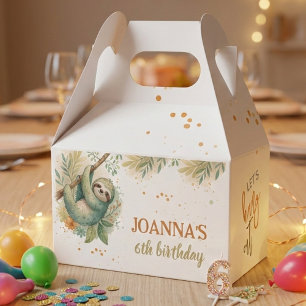 Let's hang out sloth kids birthday favor boxes